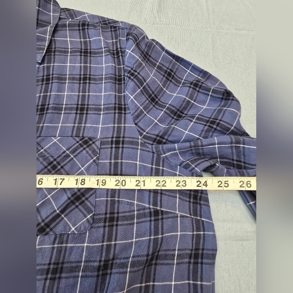 J. Jill Womens Medium Size Xl Blue & Black Plaid Button Up Shirt 100 % Cotton - Picture 7 of 10